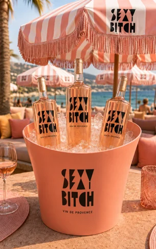 sexy bitch wines in an ice bucket